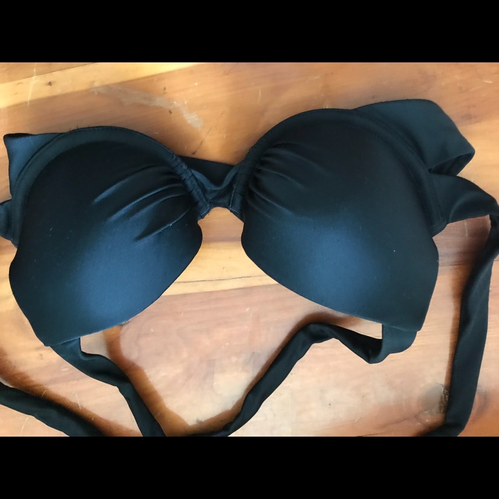 Push up black bikini top